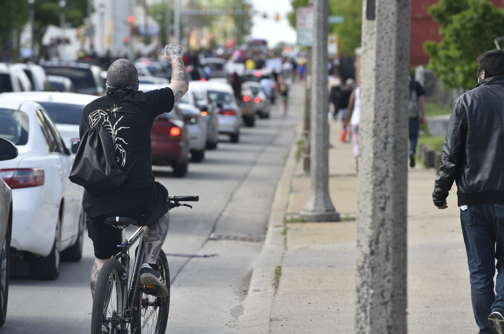 Biker with fist up